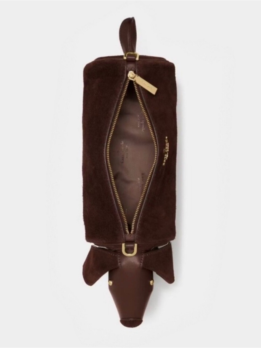 SOLD 🎉🛍️ KATE SPADE CHARLIE DACHSHUND DOG BROWN SUEDE NOVELTY CROSSBODY - Picture 3 of 6